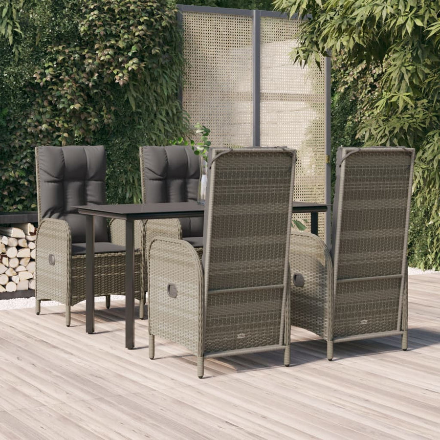 5-Delige Tuinset Met Kussens Poly Rattan Zwart En Grijs 1