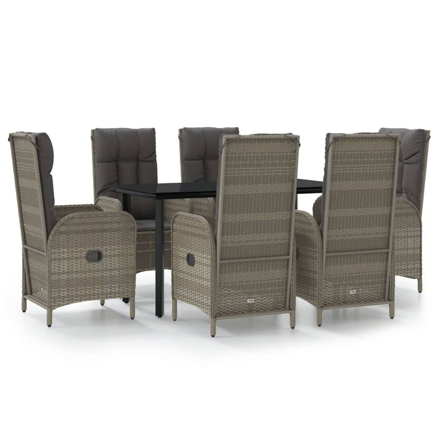 7-Delige Tuinset Met Kussens Poly Rattan Zwart En Grijs 1