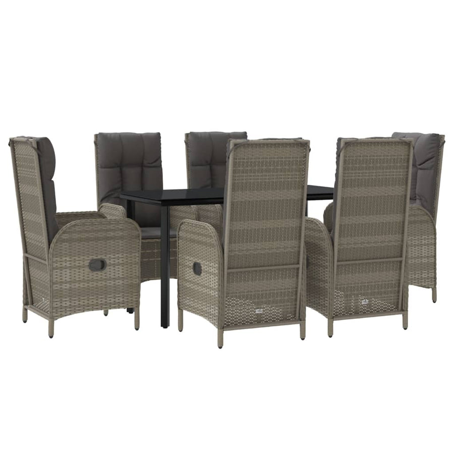 7-Delige Tuinset Met Kussens Poly Rattan Zwart En Grijs 1