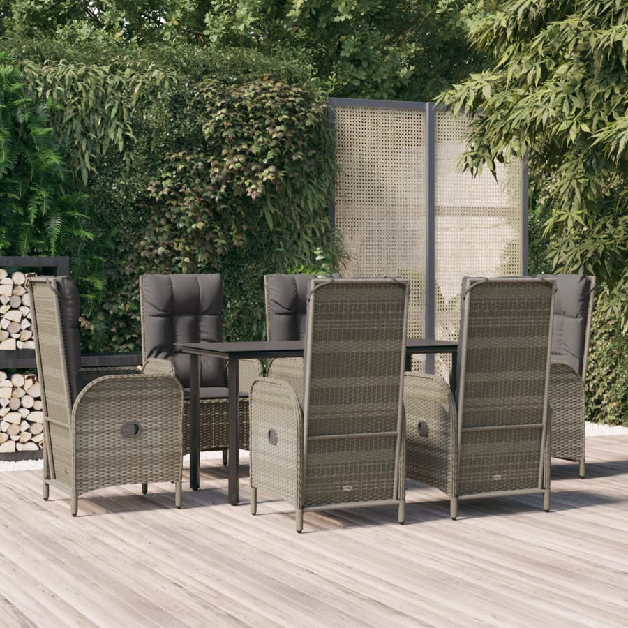 7-Delige Tuinset Met Kussens Poly Rattan Zwart En Grijs 1