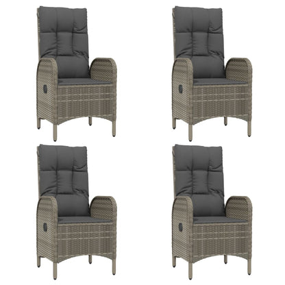 5-Delige Tuinset Met Kussens Poly Rattan Zwart En Grijs 160 cm tafellengte 4x stoel + Tafel