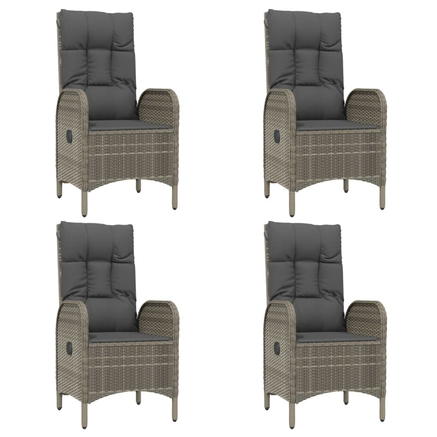 5-Delige Tuinset Met Kussens Poly Rattan Zwart En Grijs 160 cm tafellengte 4x stoel + Tafel