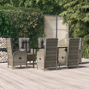 Tuinset 7-delig poly rattan zwart grijs met kussens