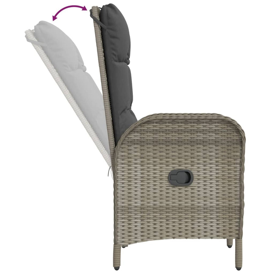 7-Delige Tuinset Met Kussens Poly Rattan Zwart En Grijs 1 200 cm tafellengte