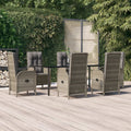 7-delige Tuinset met kussens poly rattan zwart en grijs