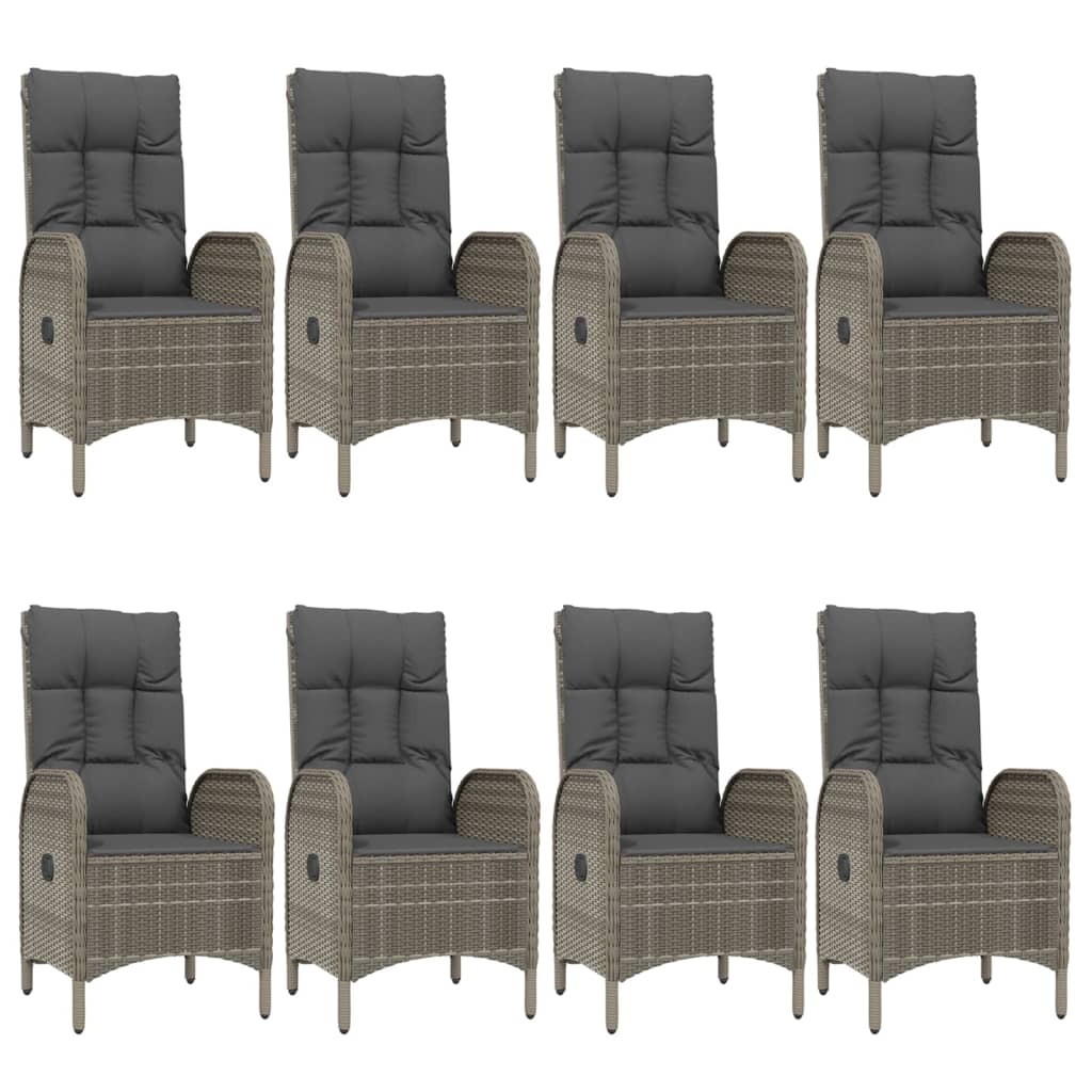 9-Delige Tuinset Met Kussens Poly Rattan Zwart En Grijs 1 200 cm tafellengte