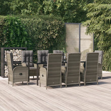 9-Delige Tuinset Met Kussens Poly Rattan Zwart En Grijs 1 200 cm tafellengte