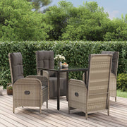 Tuinset poly rattan zwart grijs 4 stoelen tafel