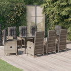 Tuinset 9-delig poly rattan zwart grijs