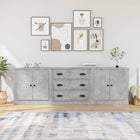 Dressoir bewerkt hout betongrijs 3 stuks