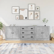 Dressoir bewerkt hout betongrijs 3 stuks
