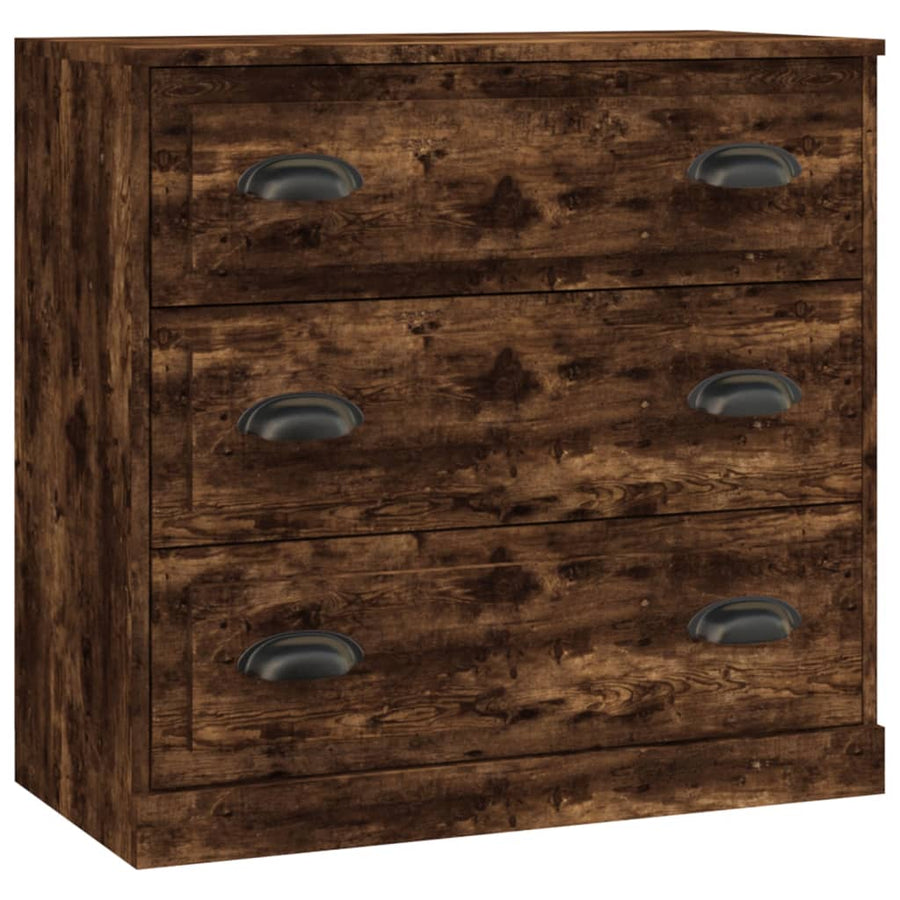Dressoirs 3 st bewerkt hout gerookt eikenkleurig