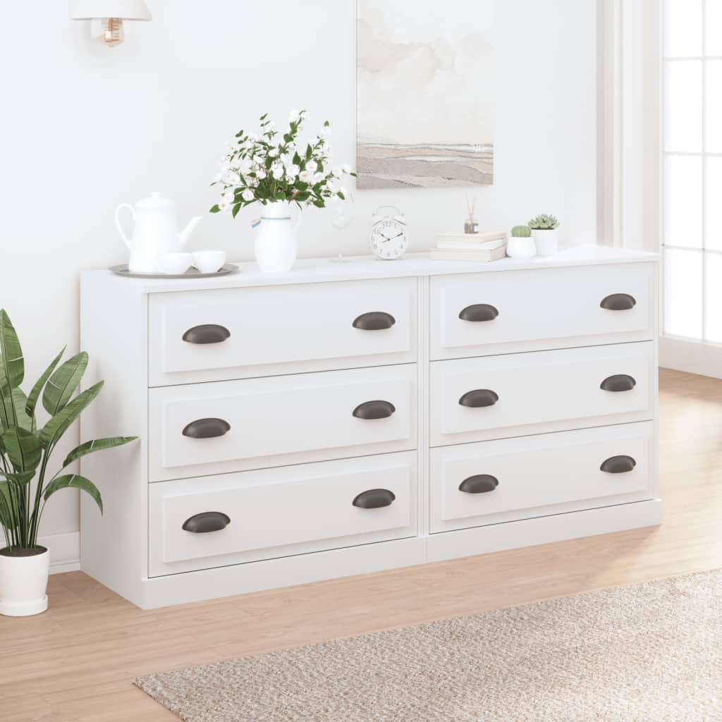Dressoirs 2 St Bewerkt Hout Wit