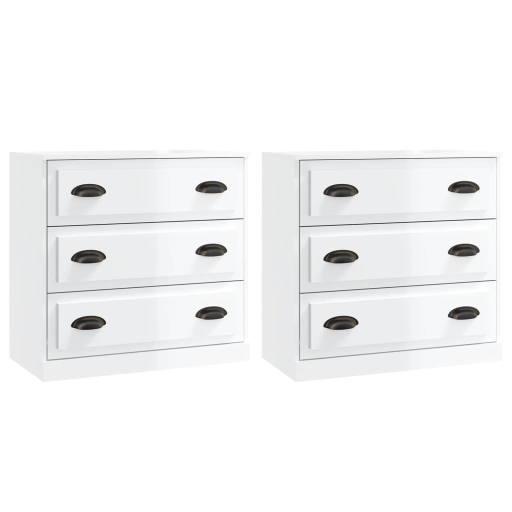 Dressoirs 2 St Bewerkt Hout Hoogglans Wit