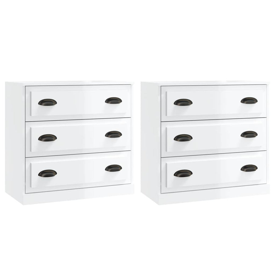 Dressoirs 2 St Bewerkt Hout Hoogglans Wit