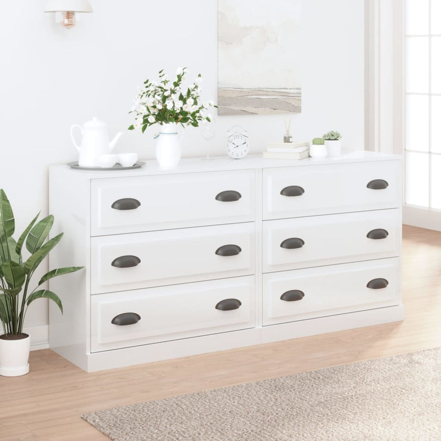 Dressoirs 2 St Bewerkt Hout Hoogglans Wit