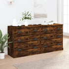 Dressoir bewerkt hout gerookt eikenkleurig (2 stuks)