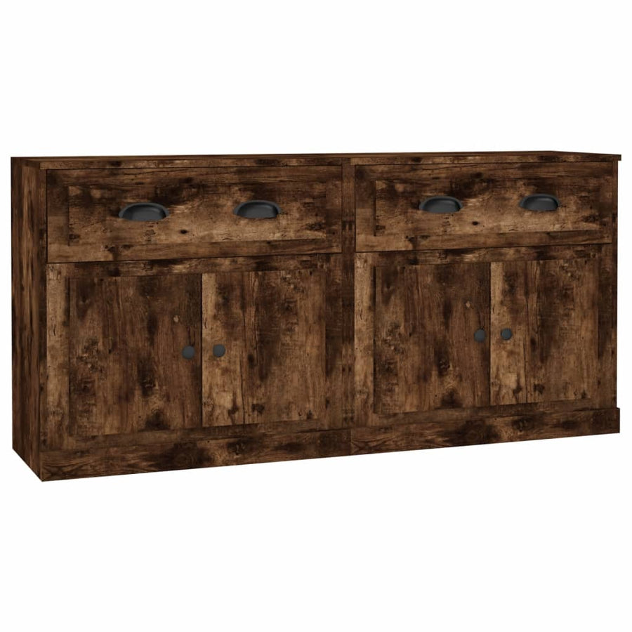 Dressoirs 2 st bewerkt hout gerookt eikenkleurig