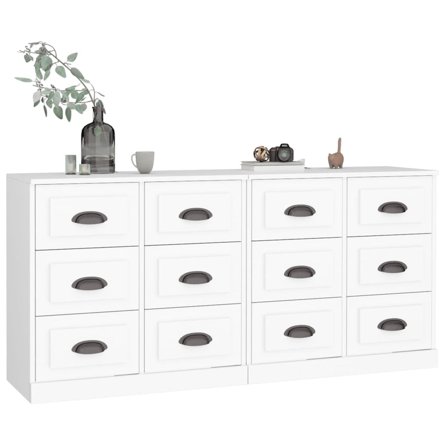 Dressoirs 2 St Bewerkt Hout Wit