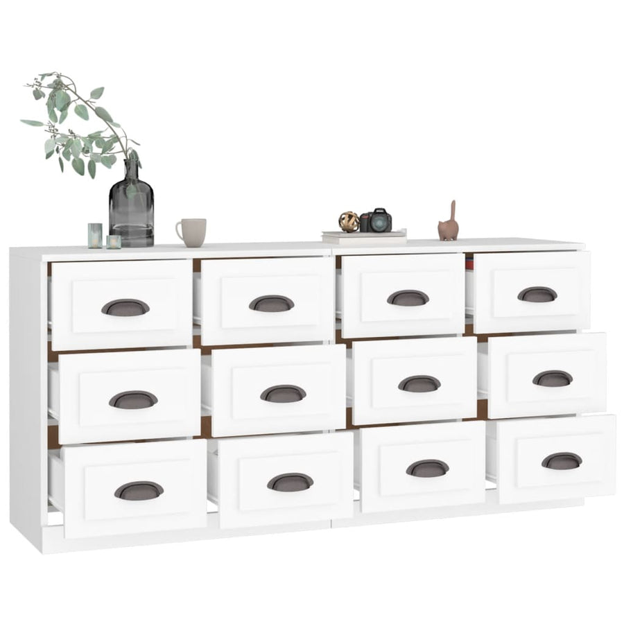 Dressoirs 2 St Bewerkt Hout Wit