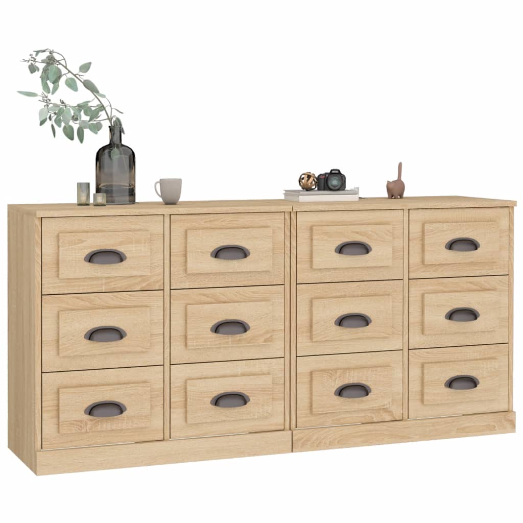 Dressoirs 2 st bewerkt hout sonoma eikenkleurig