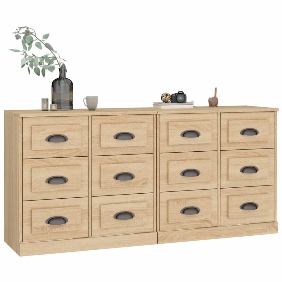 Dressoirs 2 st bewerkt hout sonoma eikenkleurig