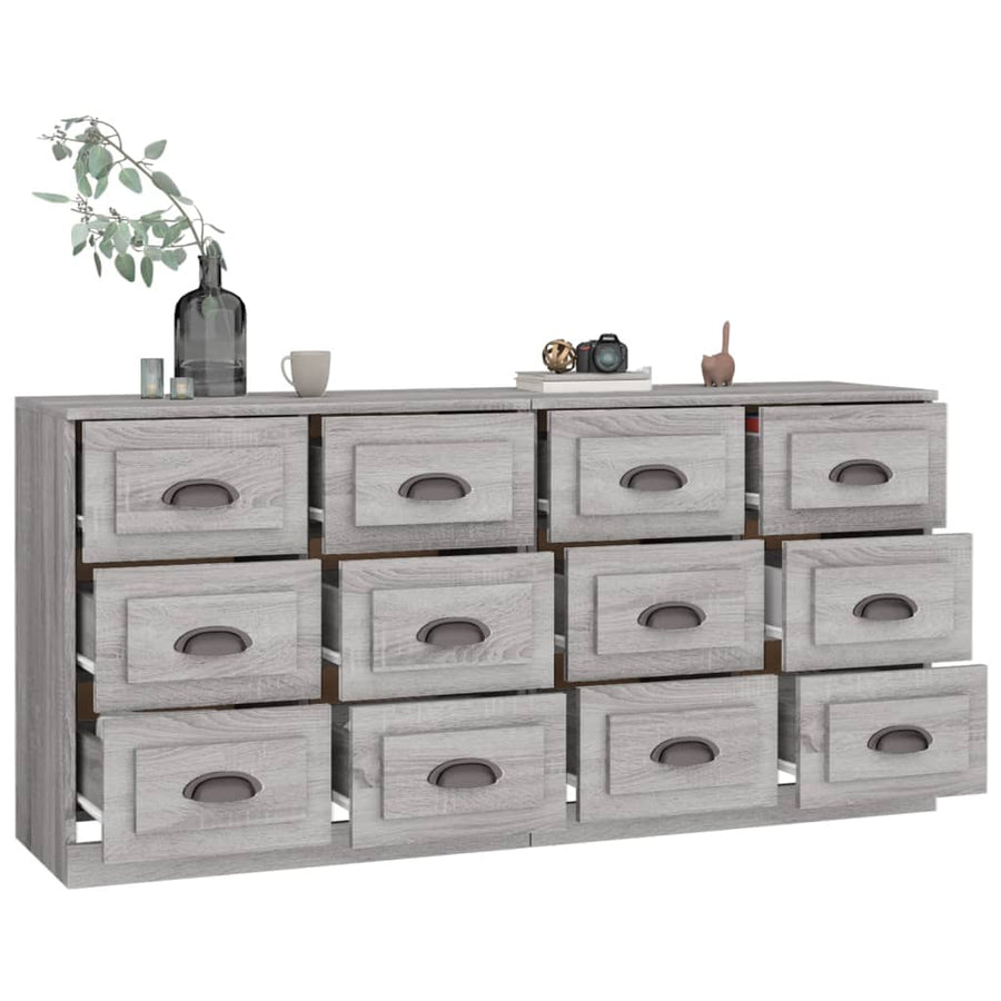 Dressoirs 2 St Bewerkt Hout Grijs Sonoma Eikenkleurig
