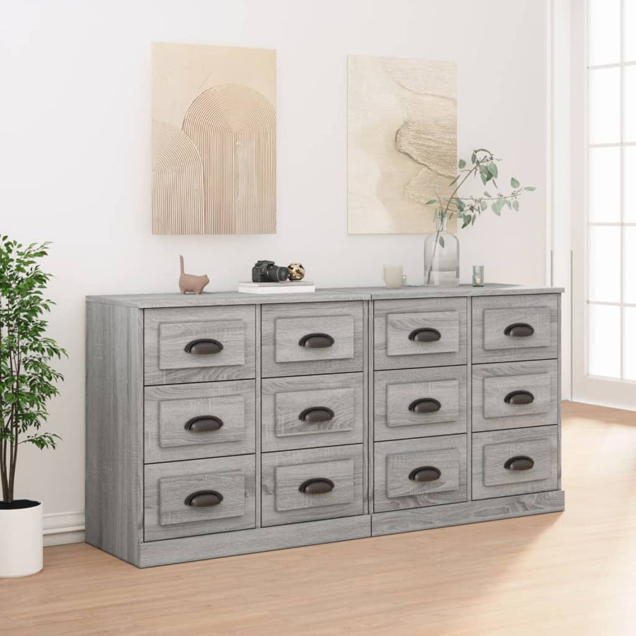 Dressoirs 2 St Bewerkt Hout Grijs Sonoma Eikenkleurig