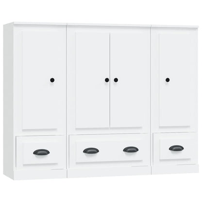 Hoge Kasten 3 St Bewerkt Hout Wit