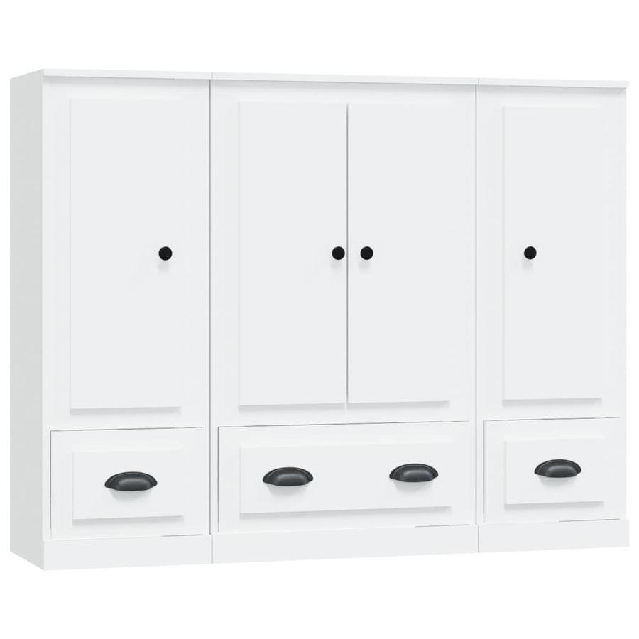 Hoge Kasten 3 St Bewerkt Hout Wit