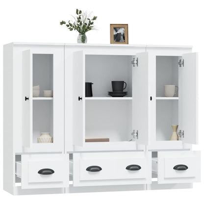 Hoge Kasten 3 St Bewerkt Hout Wit