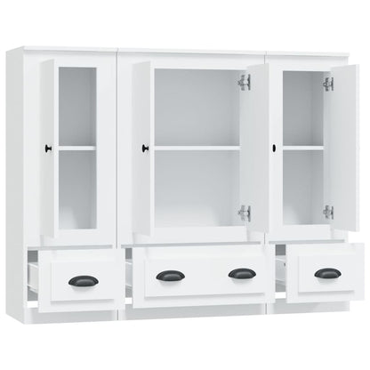 Hoge Kasten 3 St Bewerkt Hout Wit