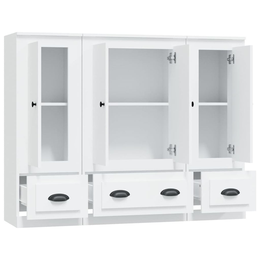 Hoge Kasten 3 St Bewerkt Hout Wit