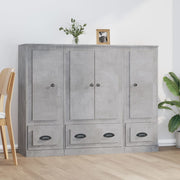 Hoge kasten 3 stuks bewerkt hout betongrijs