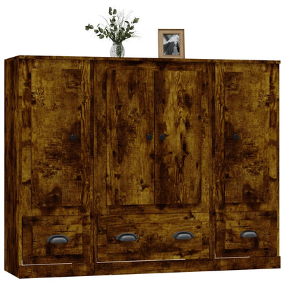 Hoge Kasten Bewerkt Hout Kleurig Gerookt eiken