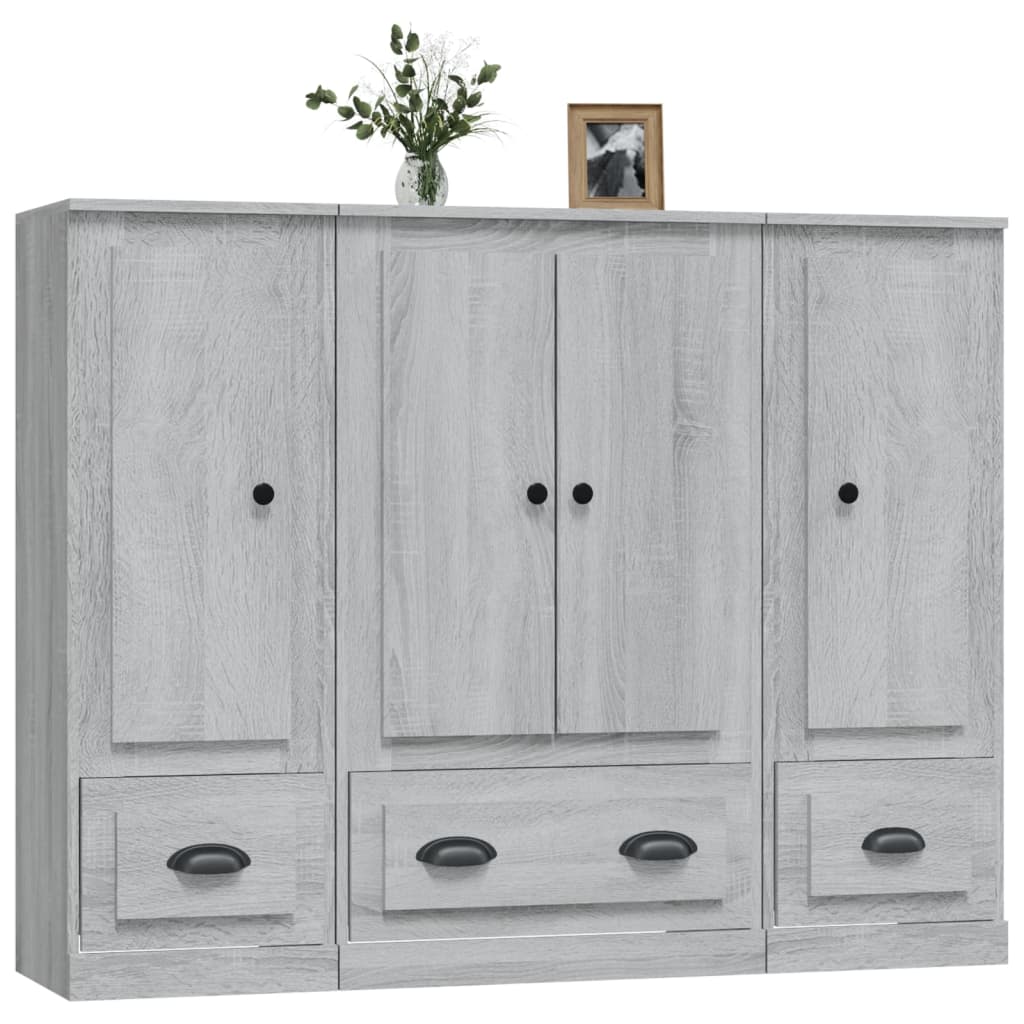 Hoge Kasten Bewerkt Hout Eikenkleurig Grijs sonoma