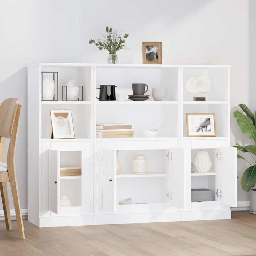 Hoge Kasten Bewerkt Hout Wit