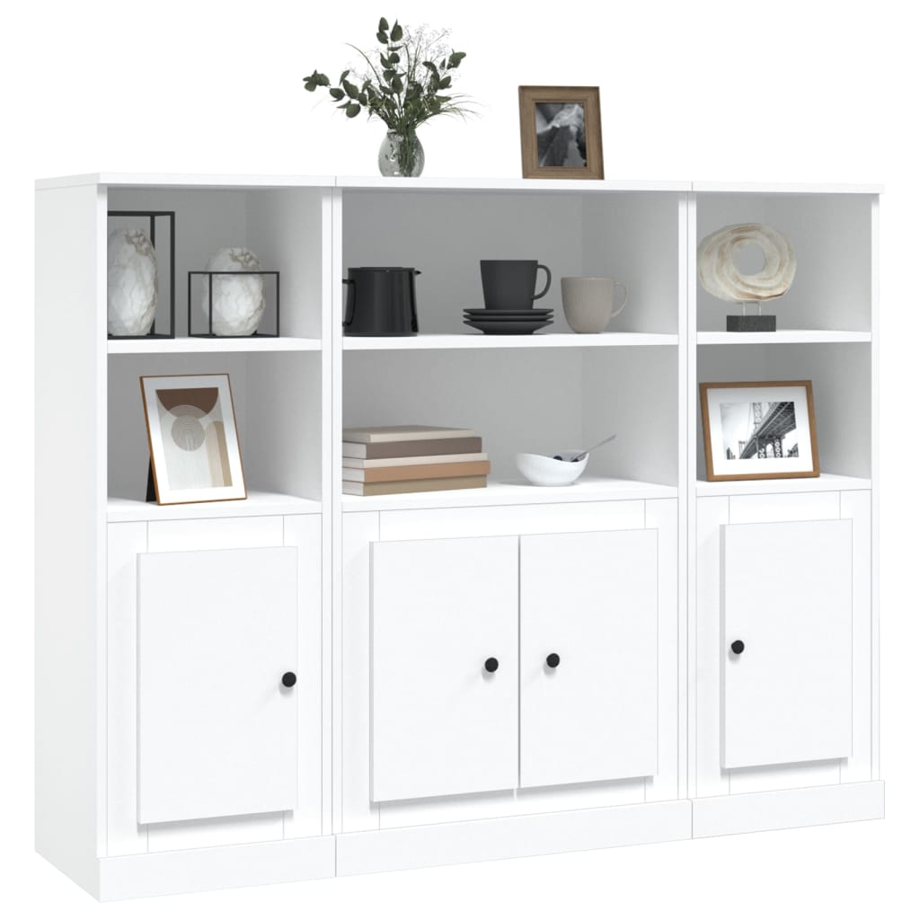Hoge Kasten Bewerkt Hout Wit