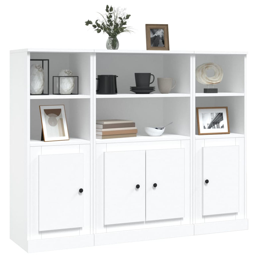 Hoge Kasten Bewerkt Hout Wit