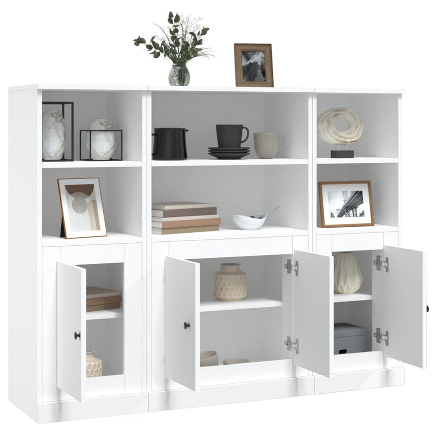 Hoge Kasten Bewerkt Hout Wit