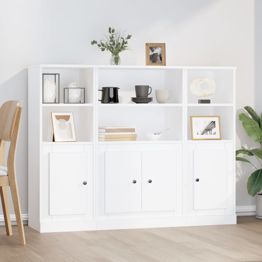Hoge Kasten Bewerkt Hout Wit