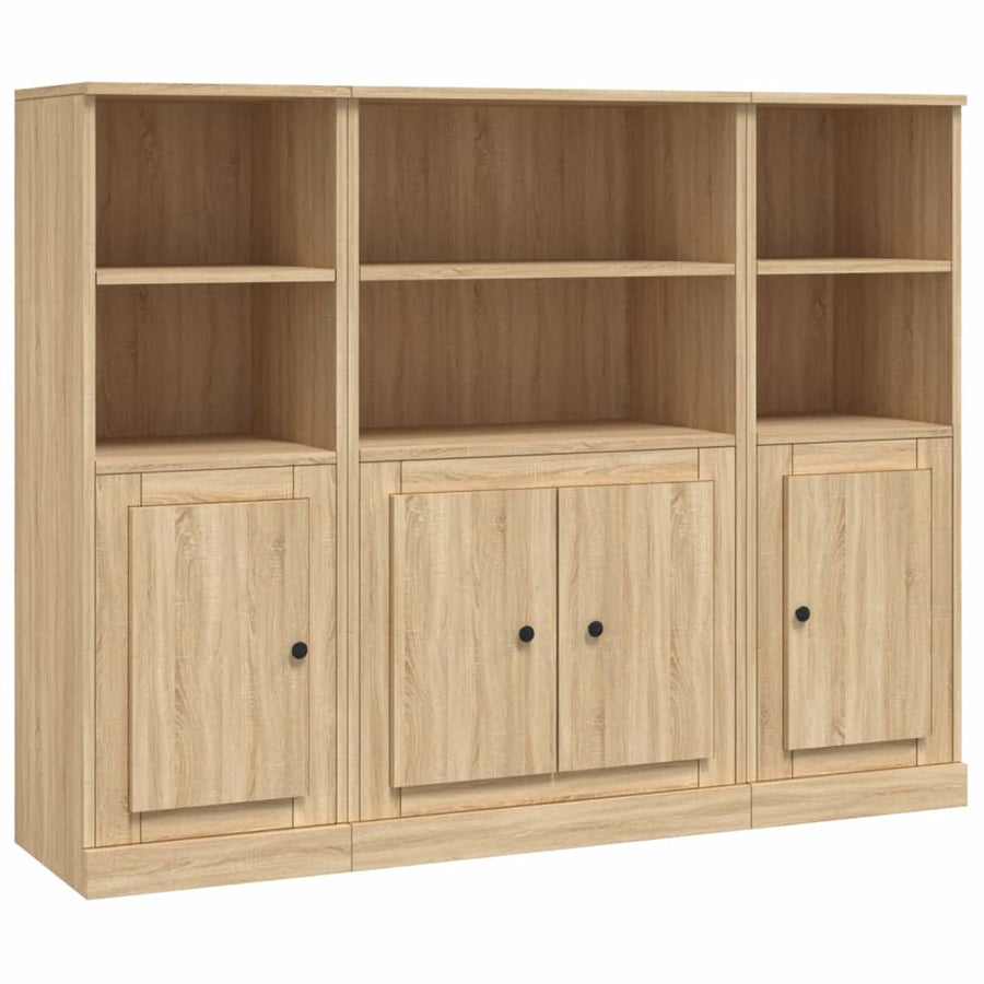 Hoge Kasten 3 St Bewerkt Hout Sonoma Eikenkleurig