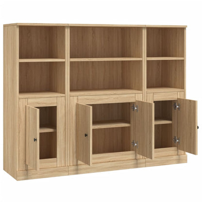 Hoge Kasten 3 St Bewerkt Hout Sonoma Eikenkleurig