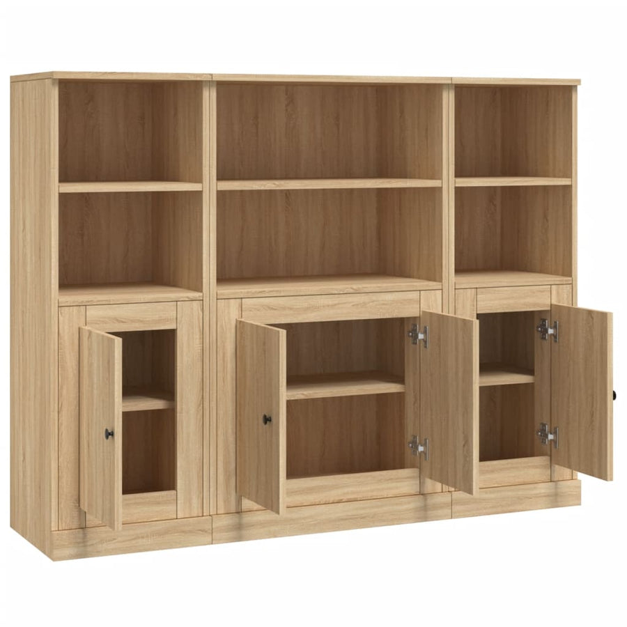 Hoge Kasten 3 St Bewerkt Hout Sonoma Eikenkleurig