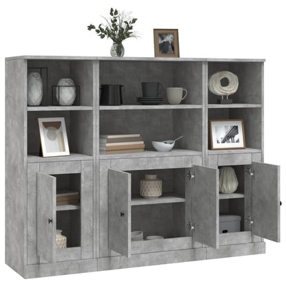 Hoge Kasten 3 St Bewerkt Hout Betongrijs