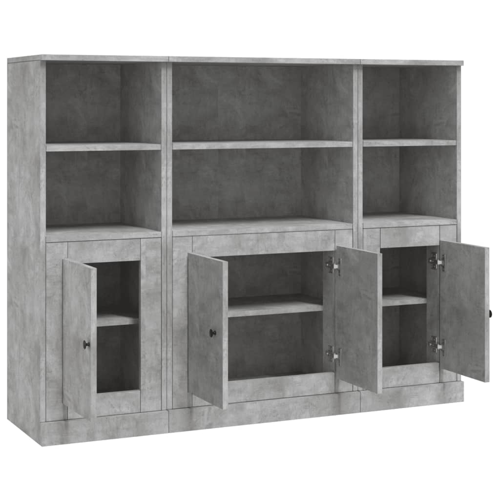 Hoge Kasten 3 St Bewerkt Hout Betongrijs