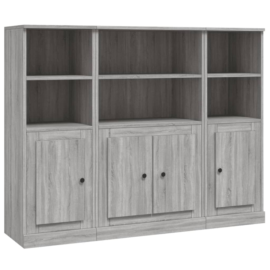 Hoge Kasten 3 St Bewerkt Hout Grijs Sonoma Eikenkleurig
