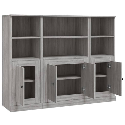 Hoge Kasten 3 St Bewerkt Hout Grijs Sonoma Eikenkleurig