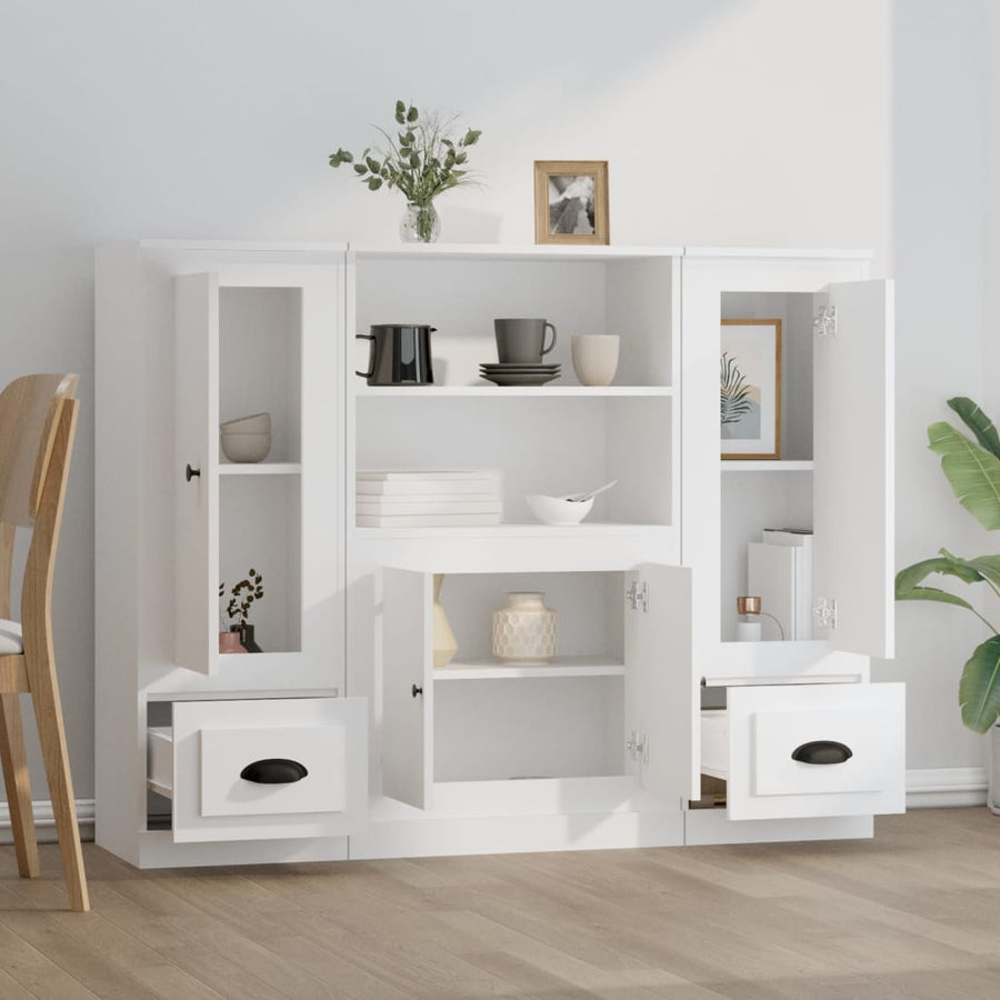 Hoge Kasten Bewerkt Hout Wit