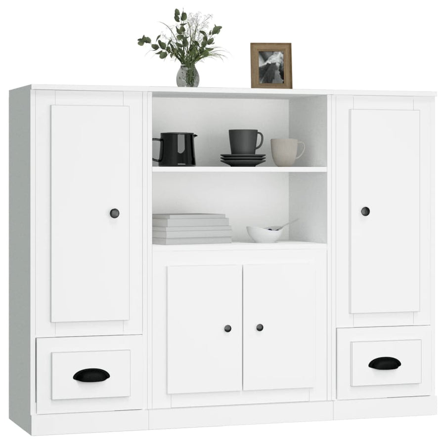 Hoge Kasten Bewerkt Hout Wit